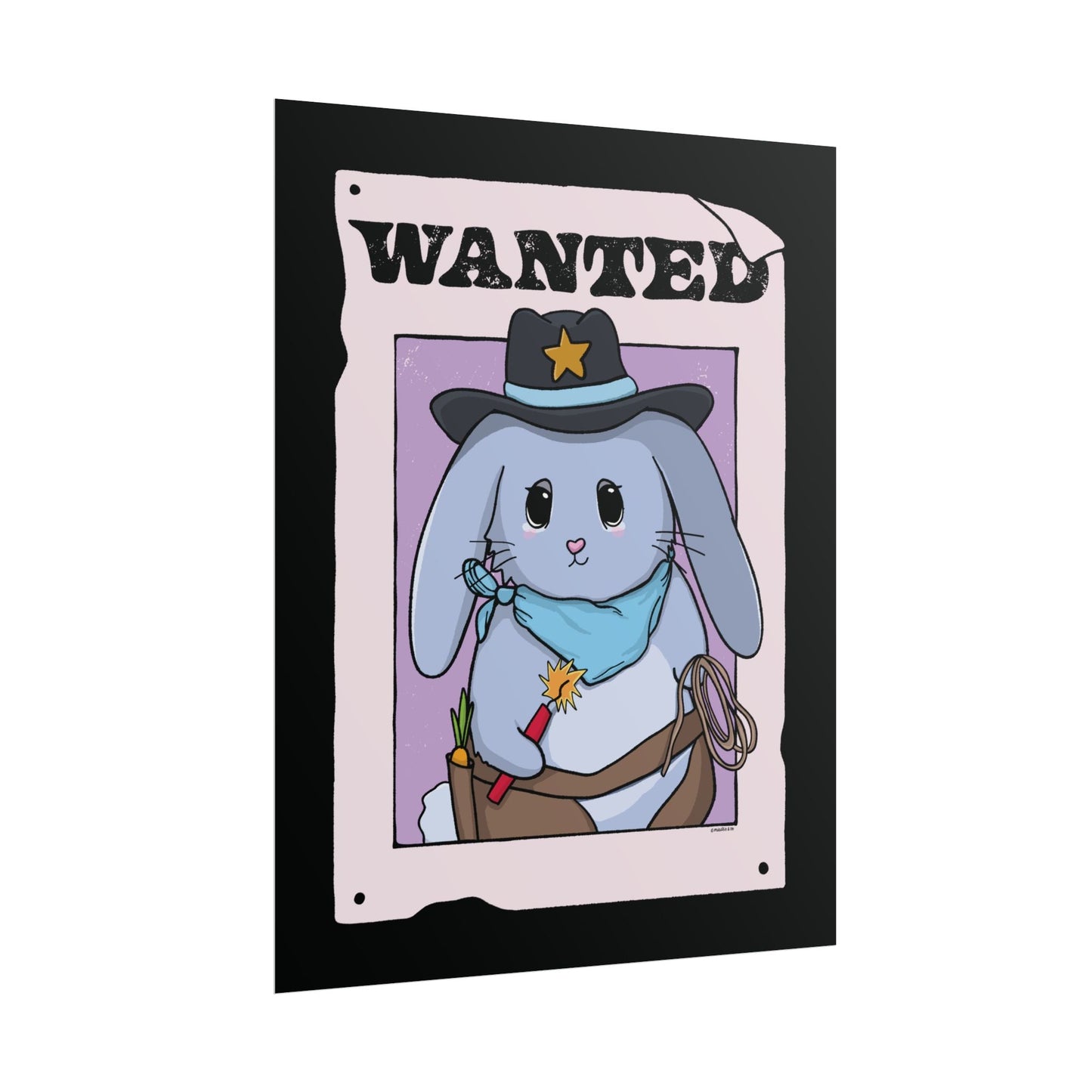 Wanted: Haretrigger Jane Bunny Art Print - Cute Whimsical Western Rabbit Wall Art Mindkin & Co.