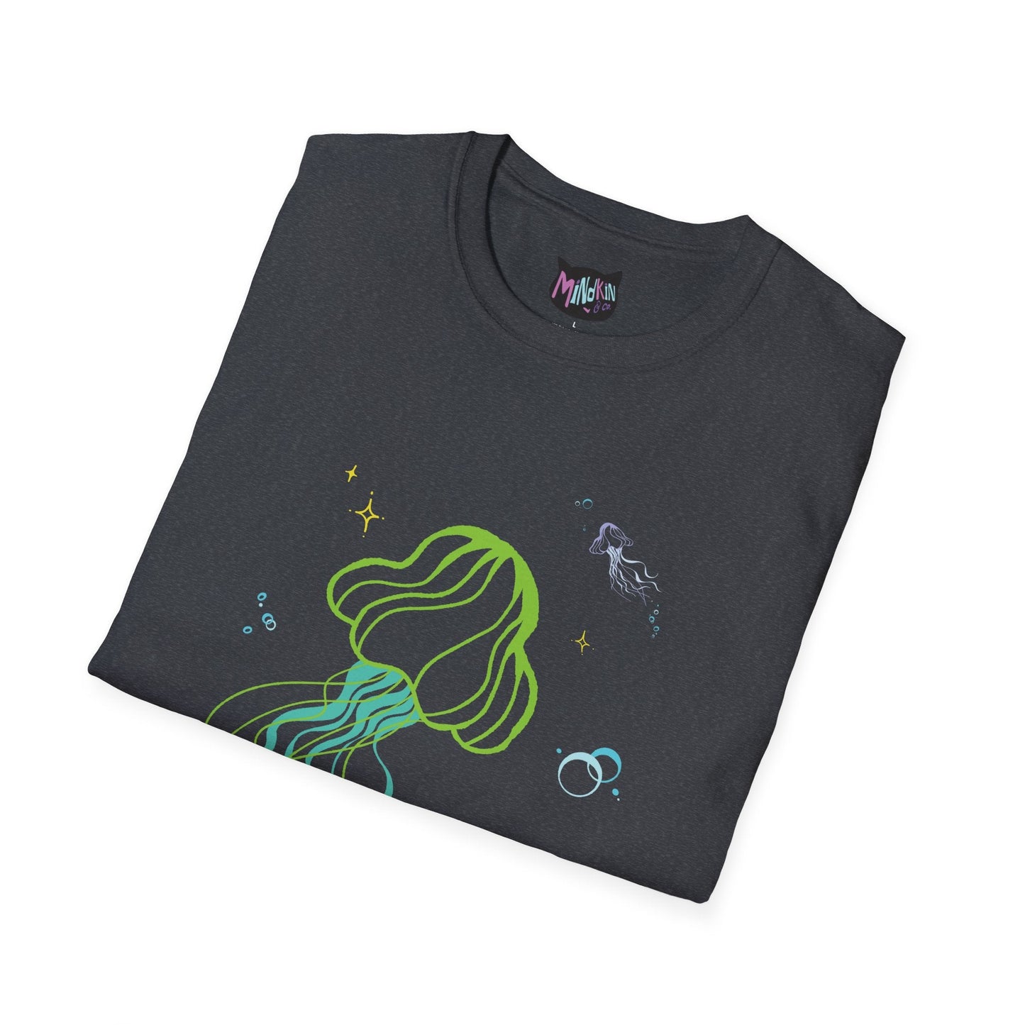 Jellyfish Graphic T-Shirt - Neon Ocean Minimalist Tee Mindkin & Co.