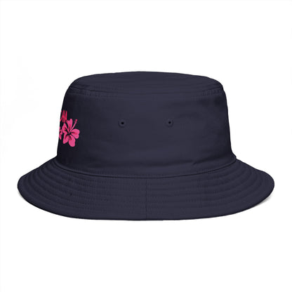 Aloha State of Mind Bucket Hat - Limited Release Design - Pink Hibiscus Tropical Vacation Summer Sun Hat  Mindkin & Co. 