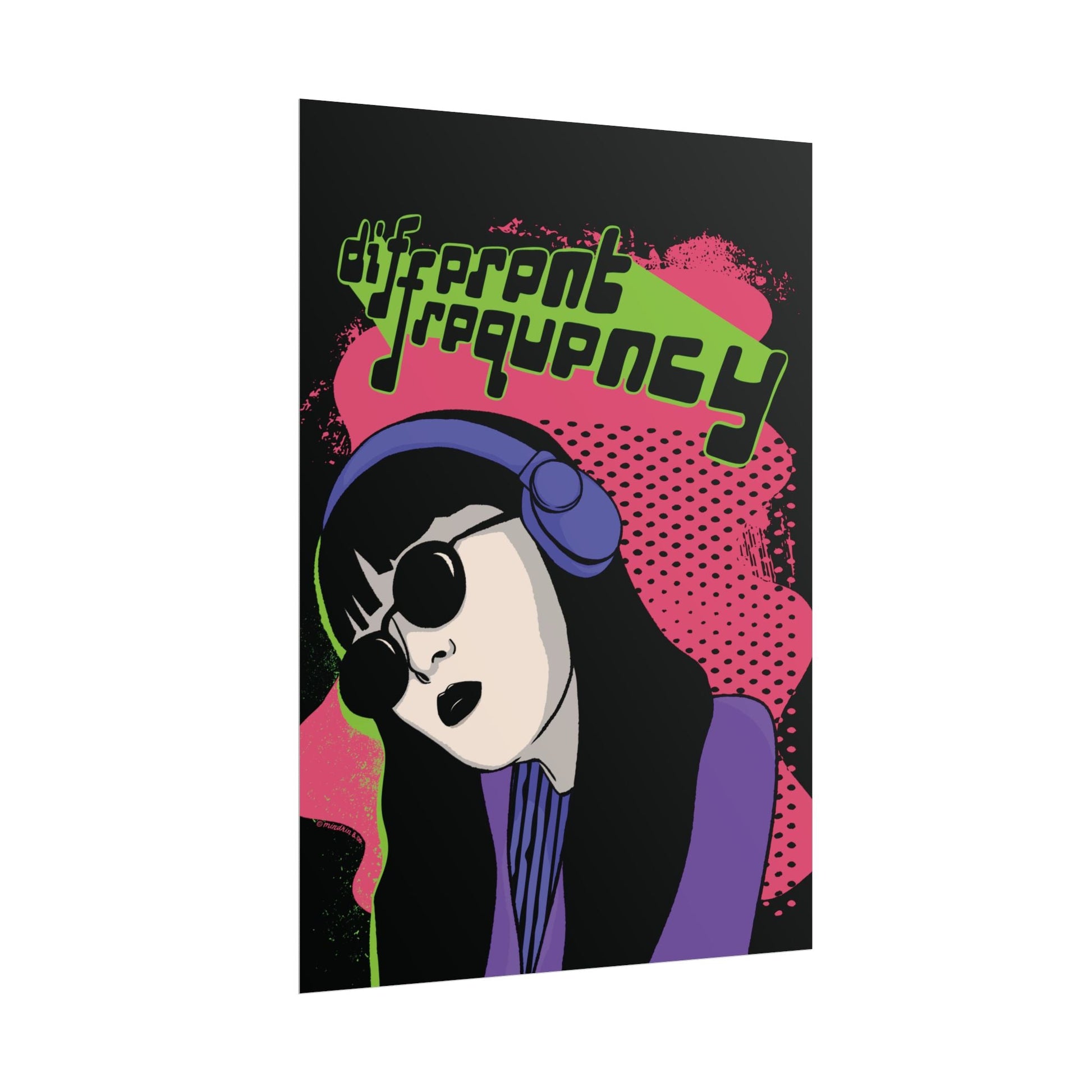Different Frequency Cybergirl Art Print - Music Lover Gifts Retro-Style Poster Mindkin & Co