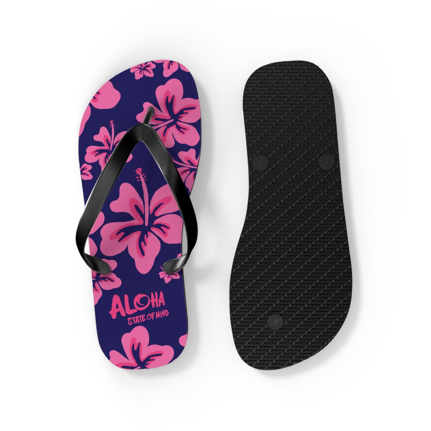 Hibiscus Aloha Flip Flops - Tropical Pink Floral Beach Sandals  Mindkin & Co. 