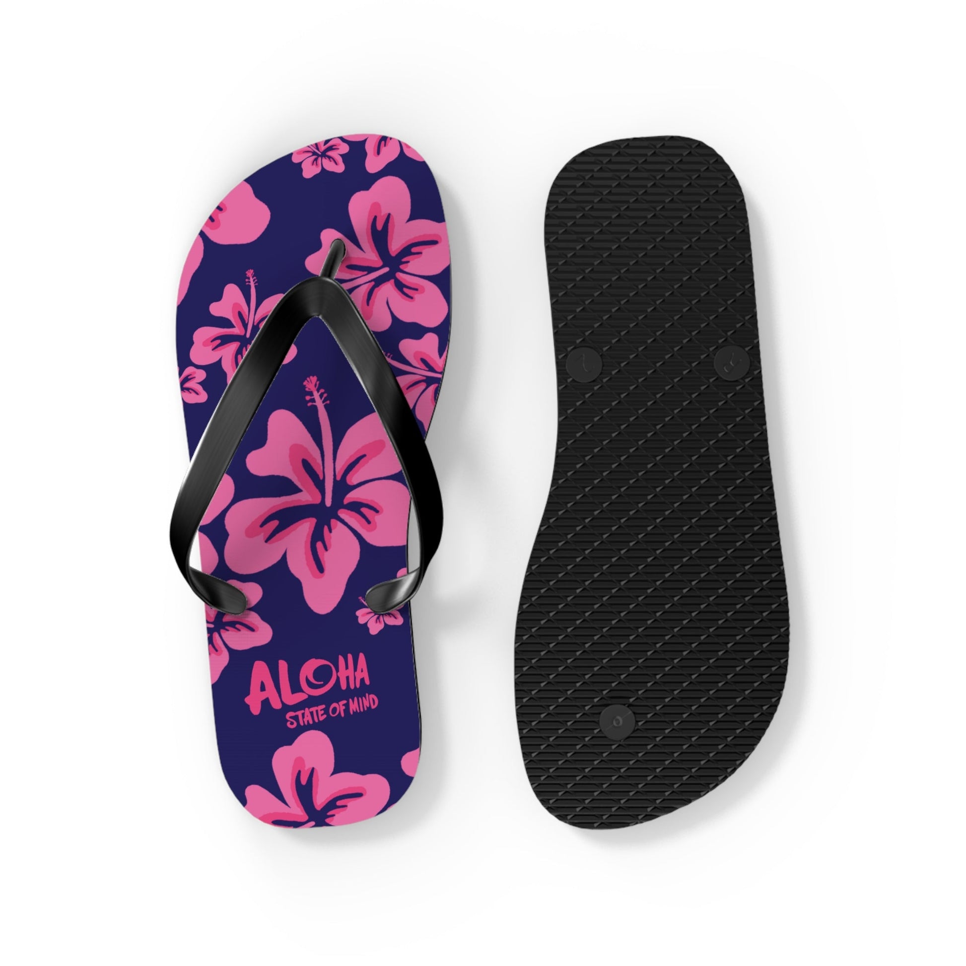 Hibiscus Aloha Flip Flops - Tropical Pink Floral Beach Sandals  Mindkin & Co. 