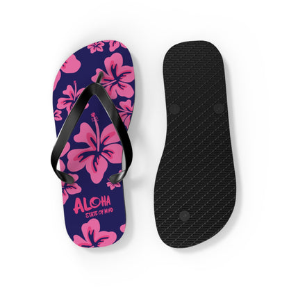 Hibiscus Aloha Flip Flops - Tropical Pink Floral Beach Sandals  Mindkin & Co. 