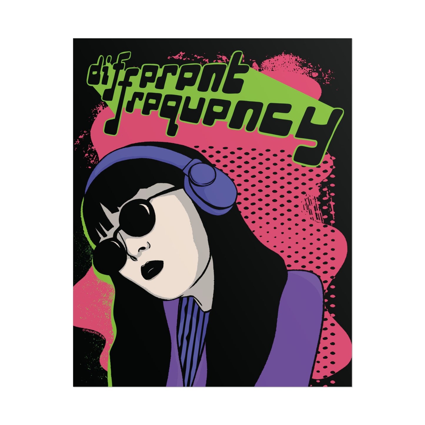 Different Frequency Cybergirl Art Print - Music Lover Gifts Retro-Style Poster Mindkin & Co