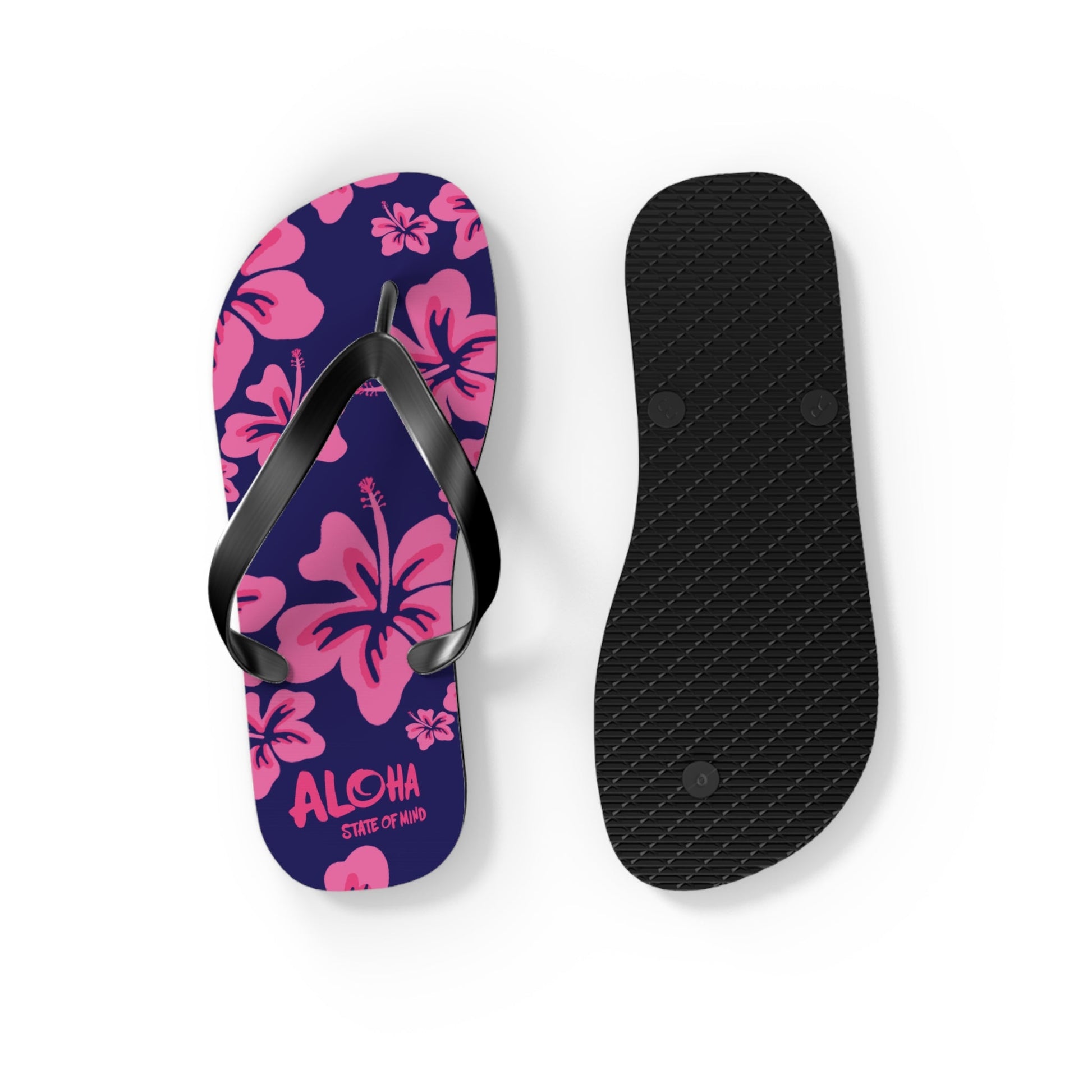 Hibiscus Aloha Flip Flops - Tropical Pink Floral Beach Sandals  Mindkin & Co. 