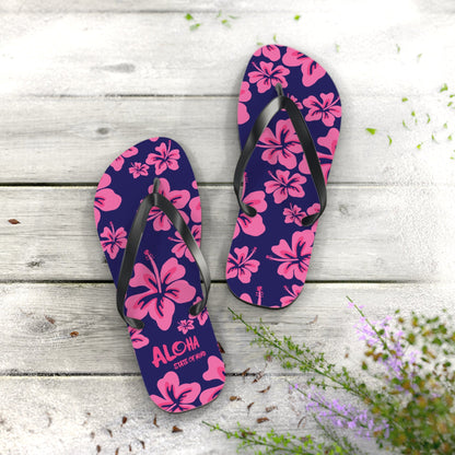 Hibiscus Aloha Flip Flops - Tropical Pink Floral Beach Sandals  Mindkin & Co. 