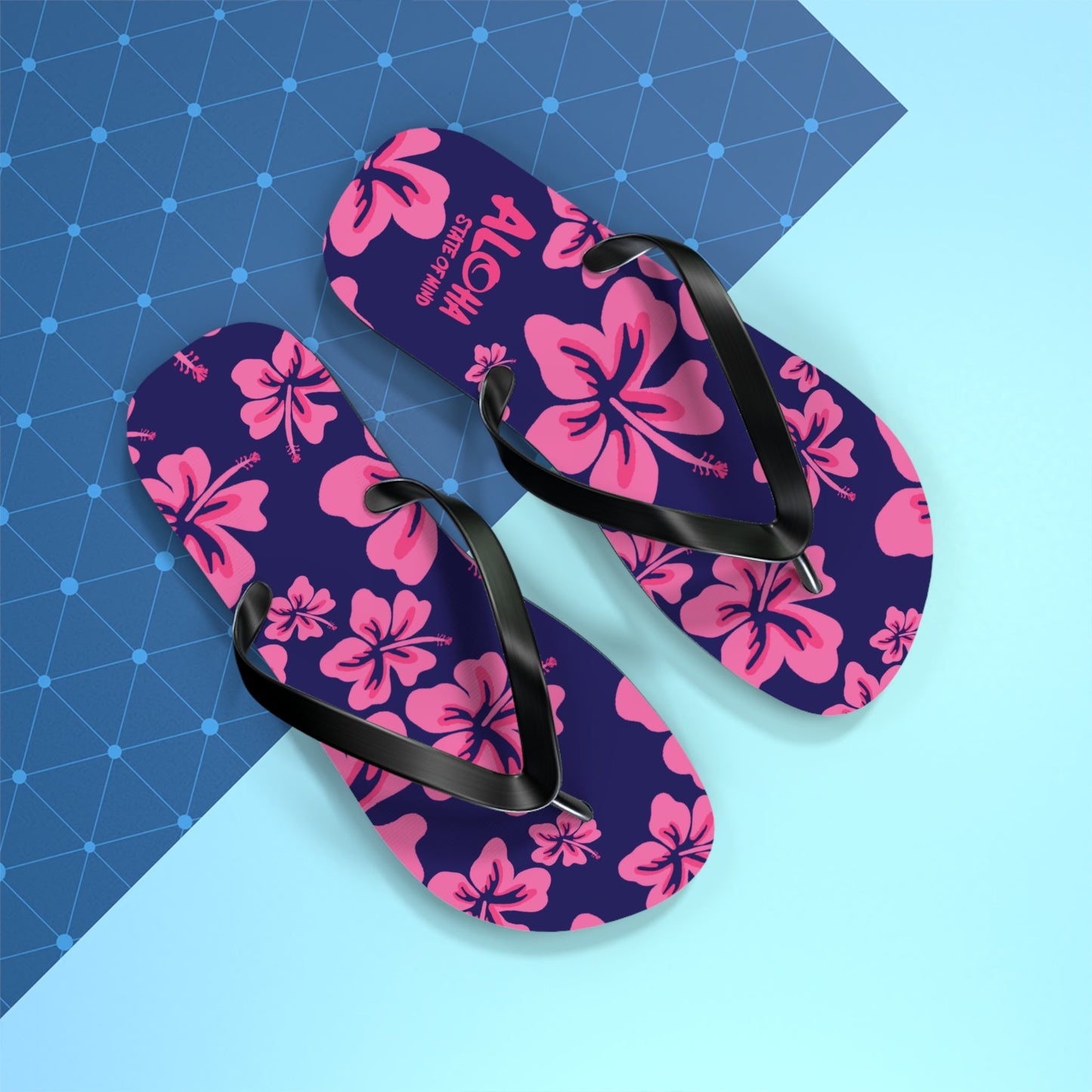 Hibiscus Aloha Flip Flops - Tropical Pink Floral Beach Sandals  Mindkin & Co. 