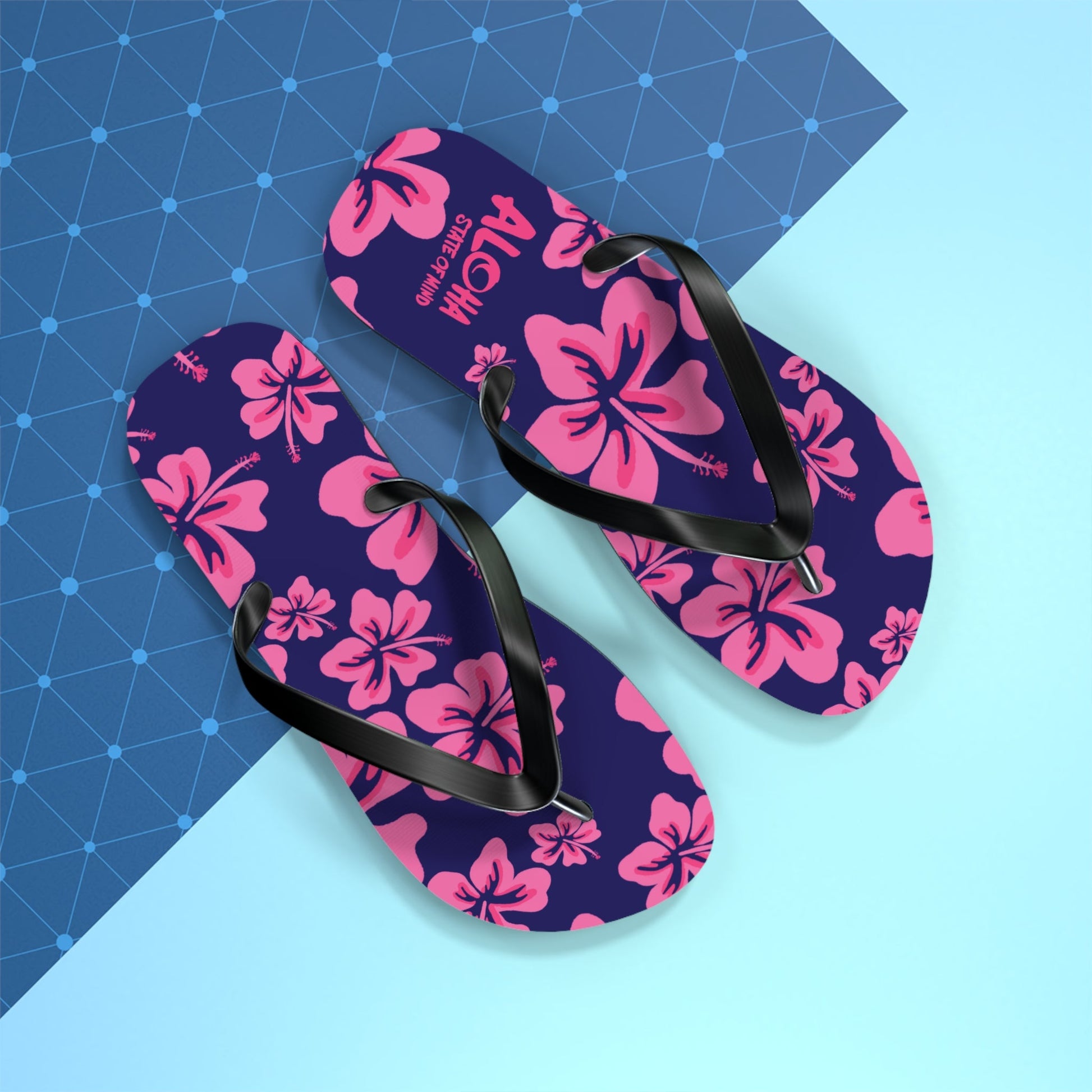 Hibiscus Aloha Flip Flops - Tropical Pink Floral Beach Sandals  Mindkin & Co. 