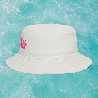 Aloha State of Mind Bucket Hat - Limited Release Design - Pink Hibiscus Tropical Vacation Summer Sun Hat  Mindkin & Co. 