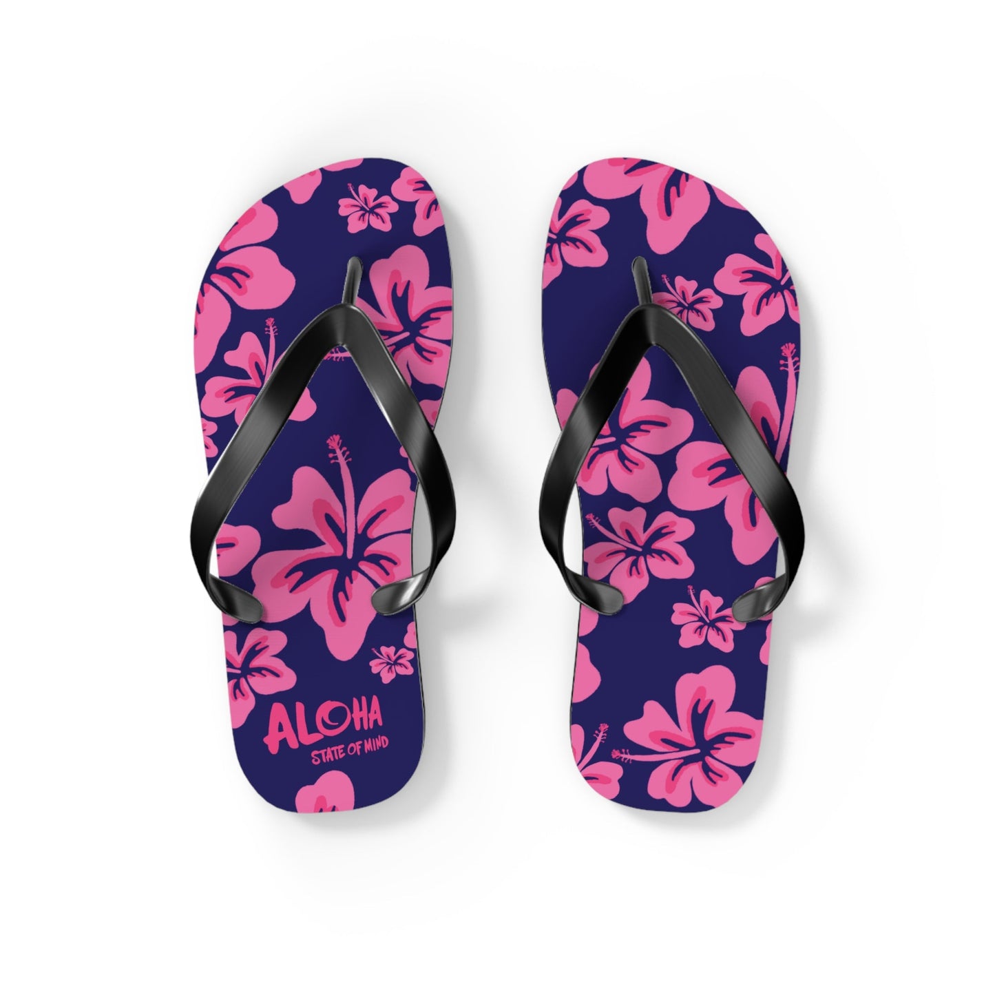 Hibiscus Aloha Flip Flops - Tropical Pink Floral Beach Sandals  Mindkin & Co. 