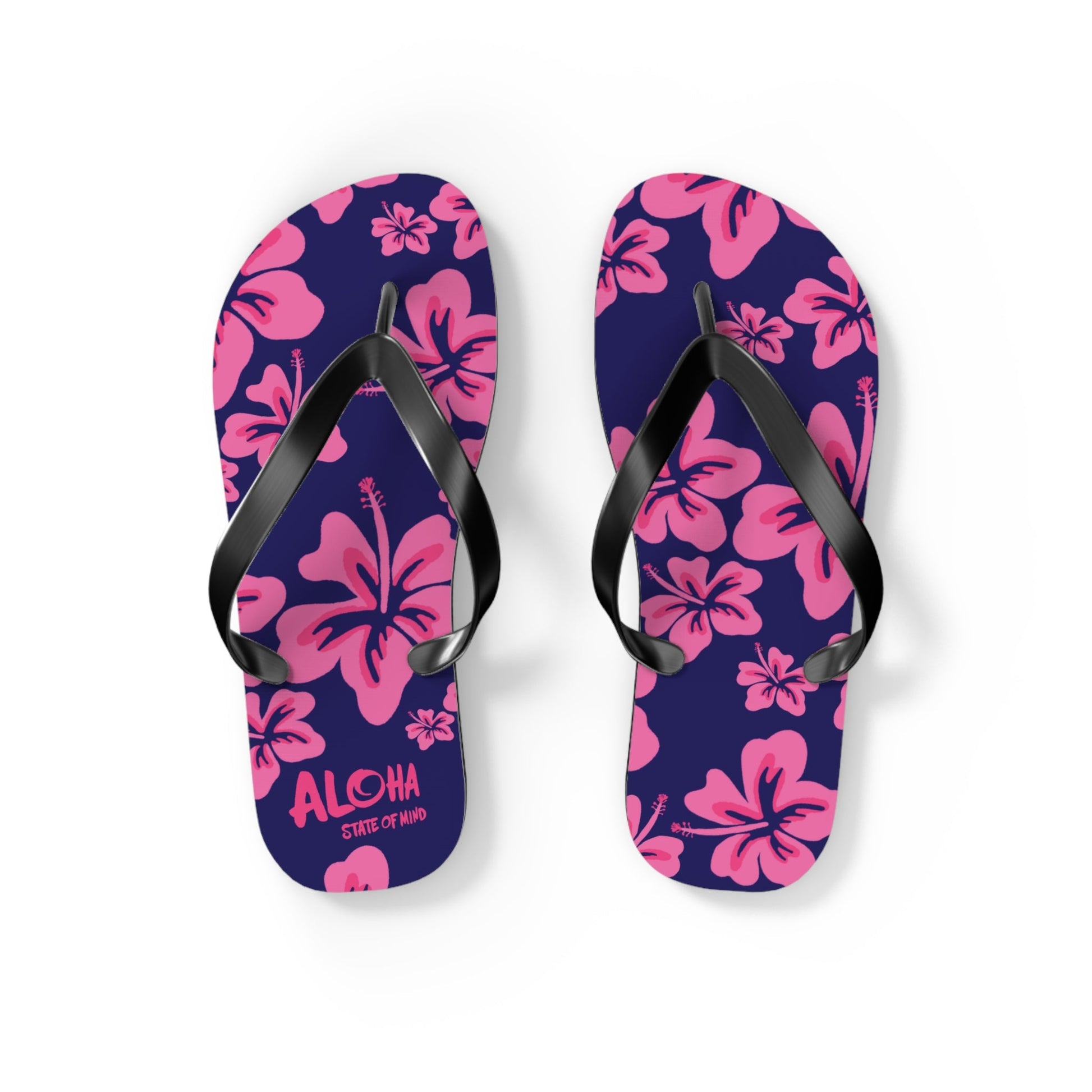 Hibiscus Aloha Flip Flops - Tropical Pink Floral Beach Sandals  Mindkin & Co. 