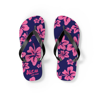 Hibiscus Aloha Flip Flops - Tropical Pink Floral Beach Sandals  Mindkin & Co. 