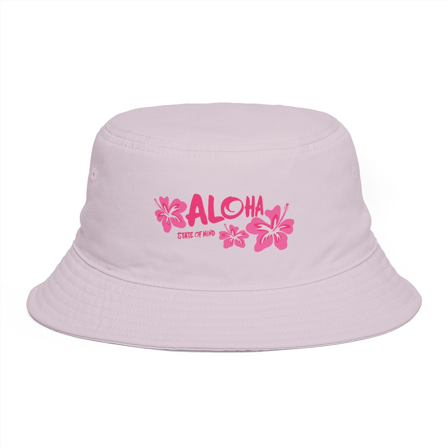 Aloha State of Mind Bucket Hat - Limited Release Design - Pink Hibiscus Tropical Vacation Summer Sun Hat  Mindkin & Co. 