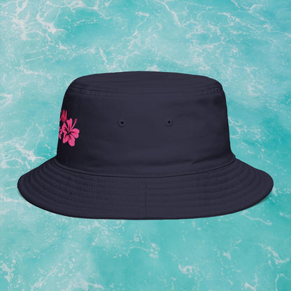 Aloha State of Mind Bucket Hat - Limited Release Design - Pink Hibiscus Tropical Vacation Summer Sun Hat  Mindkin & Co. 