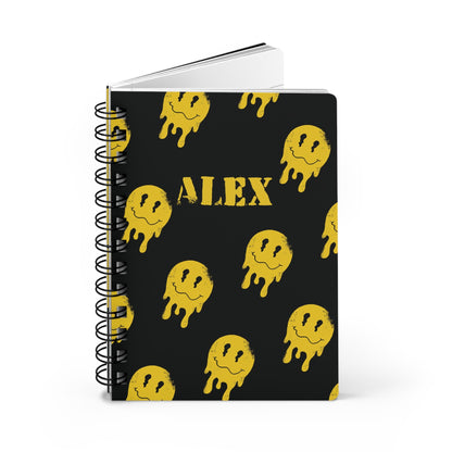 Personalized Smiley Face Spiral Notebook - Graffiti Smiley Edgy Aesthetic Customizable Journal  Mindkin & Co. 
