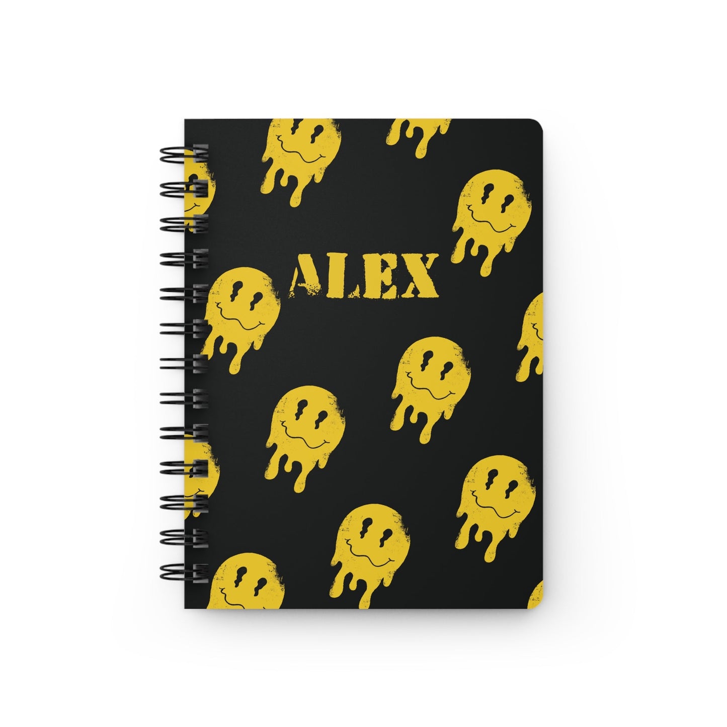 Personalized Smiley Face Spiral Notebook - Graffiti Smiley Edgy Aesthetic Customizable Journal  Mindkin & Co. 