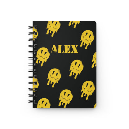 Personalized Smiley Face Spiral Notebook - Graffiti Smiley Edgy Aesthetic Customizable Journal  Mindkin & Co. 