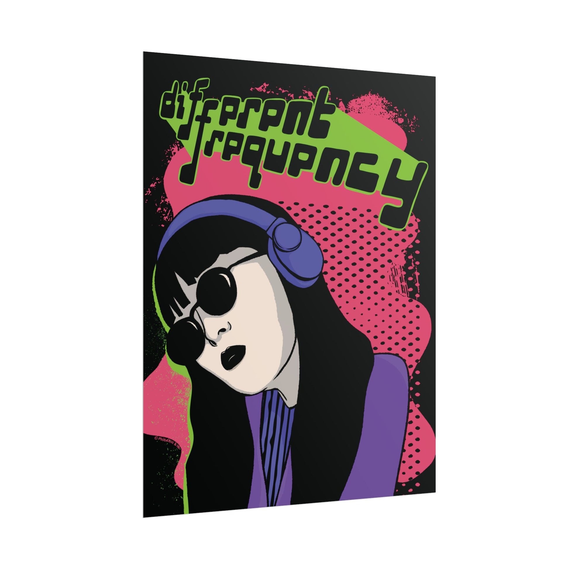 Different Frequency Cybergirl Art Print - Music Lover Gifts Retro-Style Poster Mindkin & Co