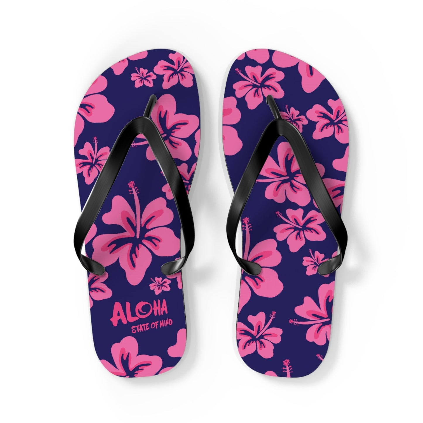 Hibiscus Aloha Flip Flops - Tropical Pink Floral Beach Sandals  Mindkin & Co. 
