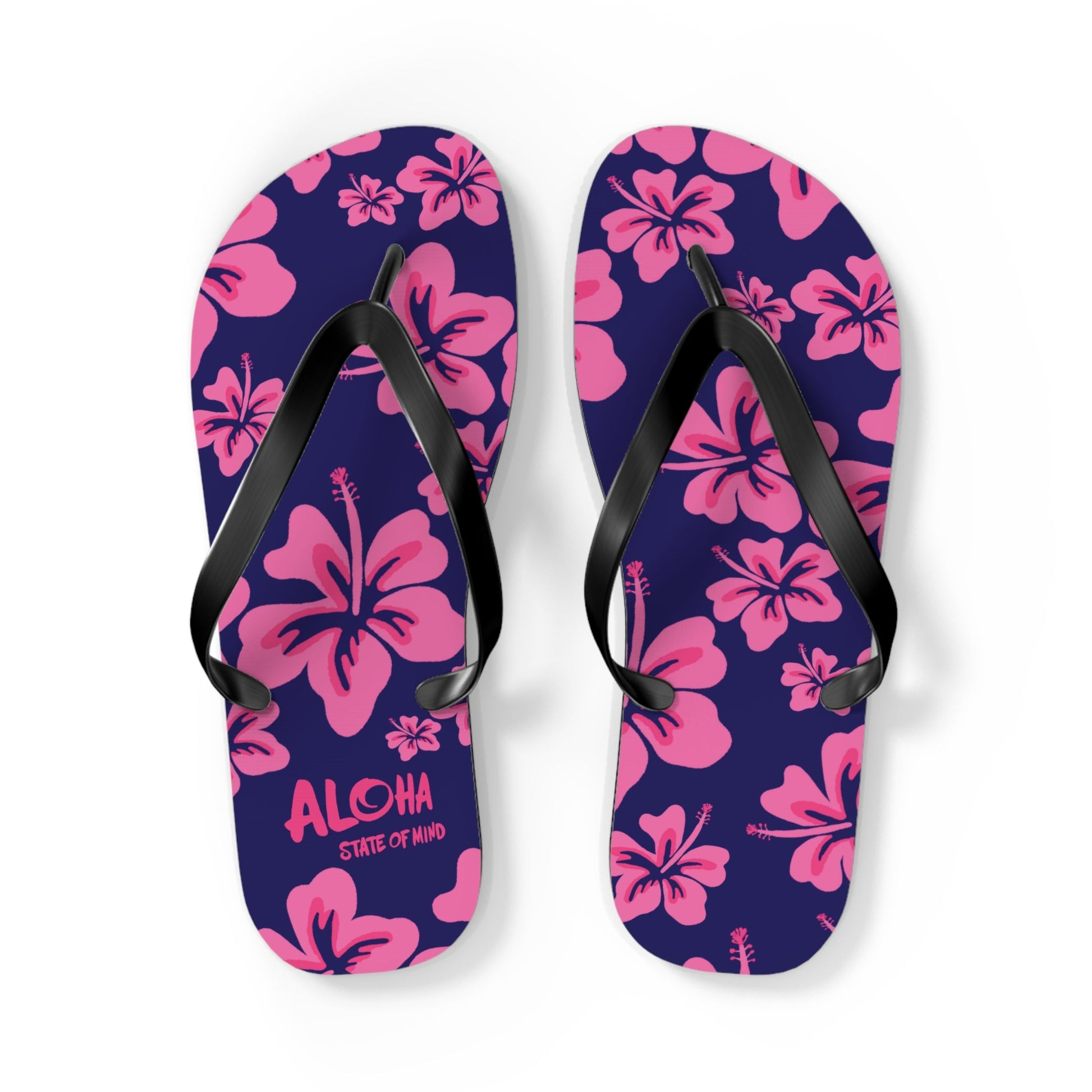 Hibiscus Aloha Flip Flops - Tropical Pink Floral Beach Sandals  Mindkin & Co. 