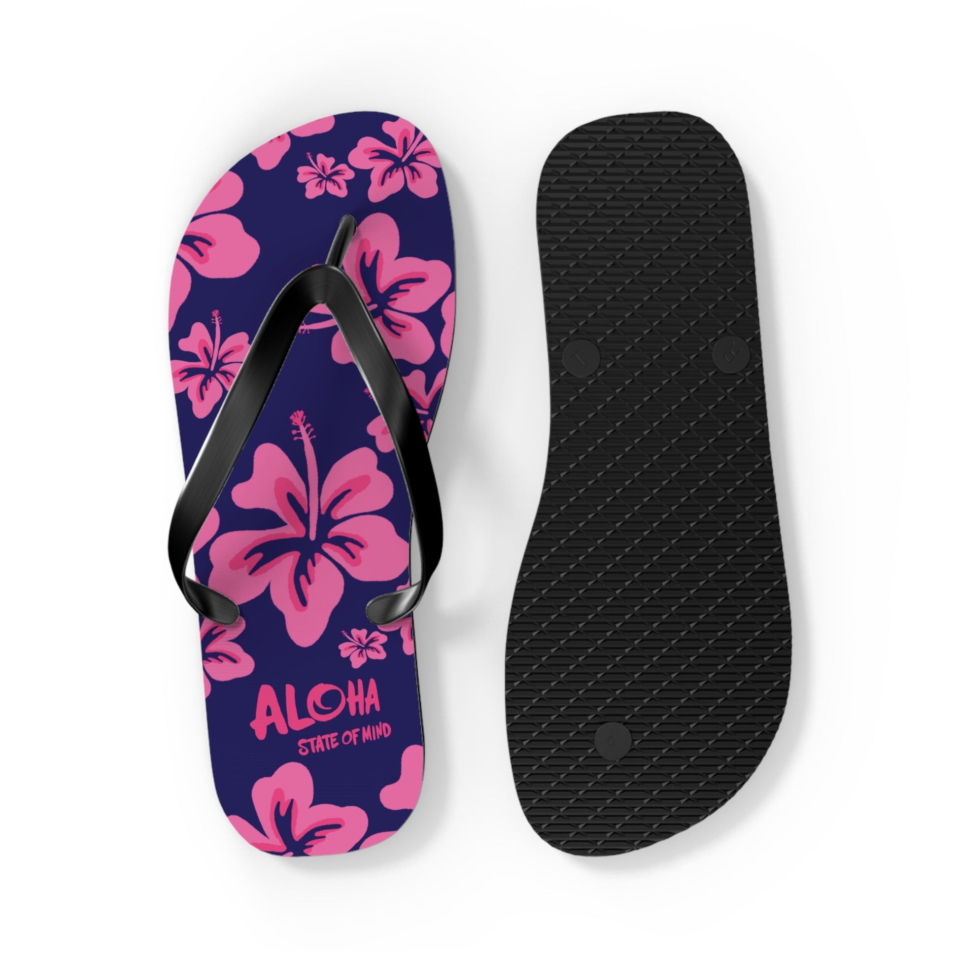 Hibiscus Aloha Flip Flops - Tropical Pink Floral Beach Sandals  Mindkin & Co. 