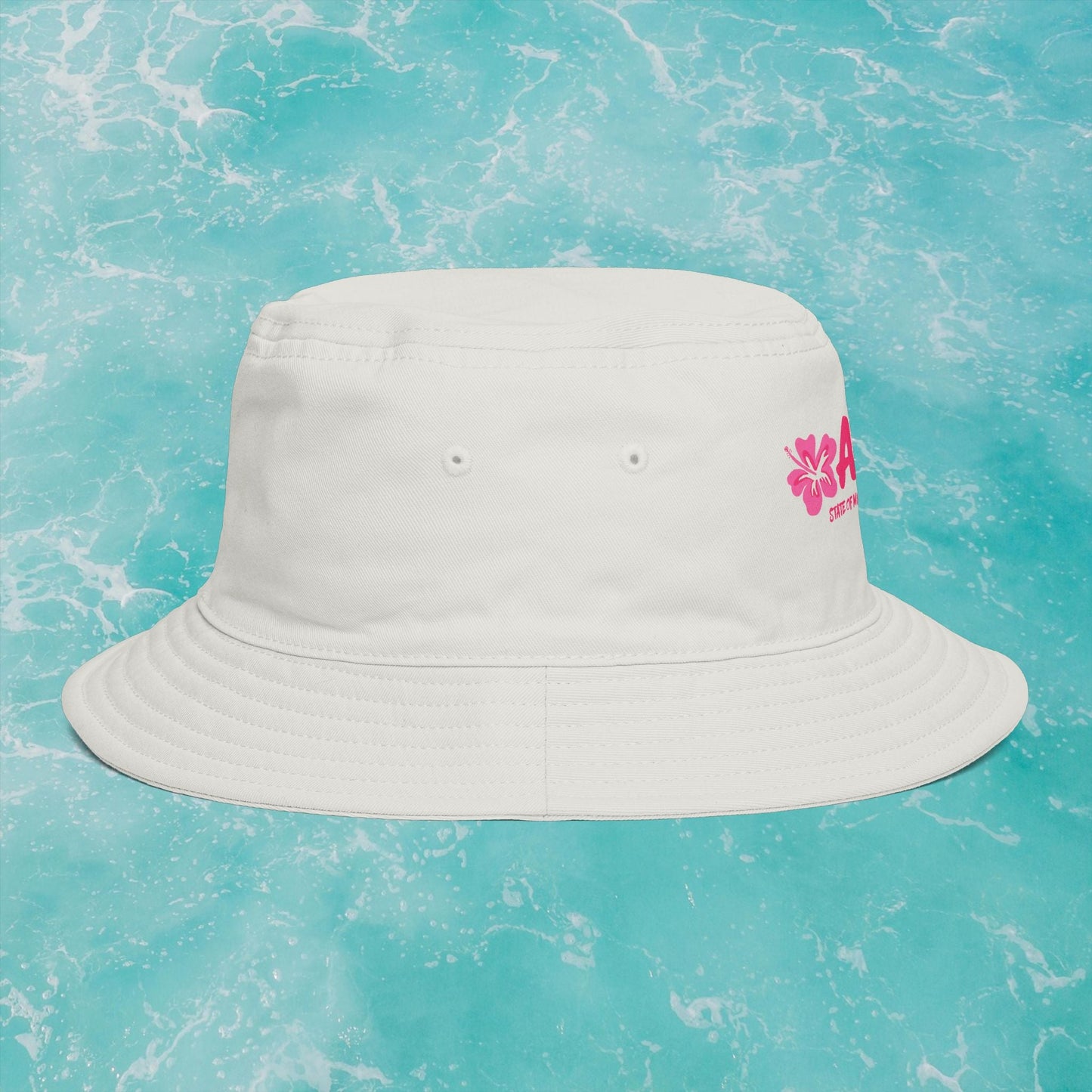Aloha State of Mind Bucket Hat - Limited Release Design - Pink Hibiscus Tropical Vacation Summer Sun Hat  Mindkin & Co. 
