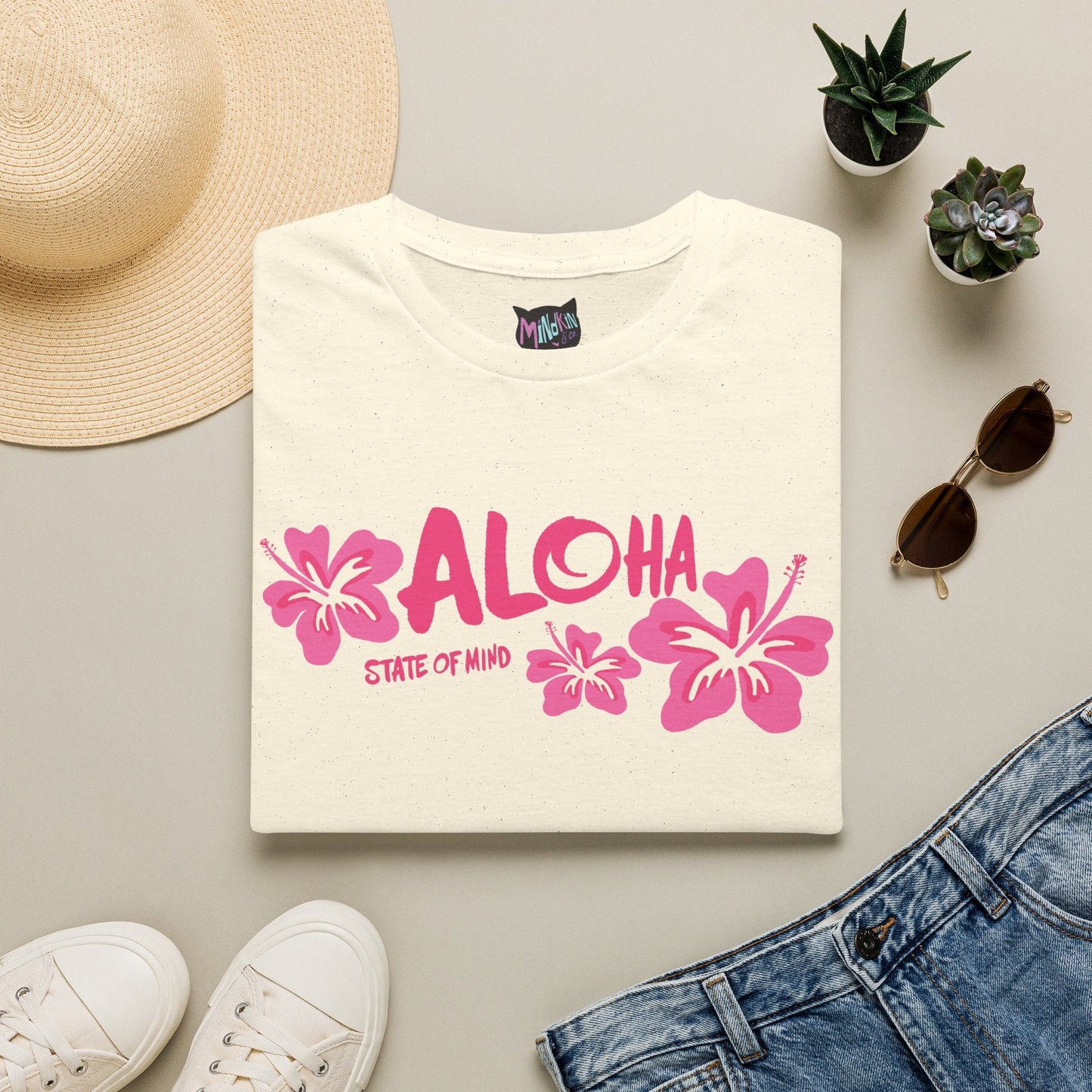 Aloha State of Mind T-Shirt — Tropical Hibiscus Graphic Tee  Mindkin & Co. 