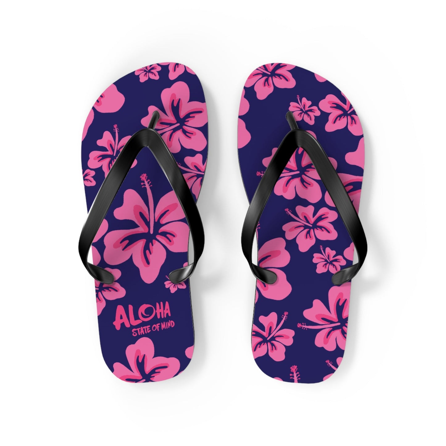 Hibiscus Aloha Flip Flops - Tropical Pink Floral Beach Sandals  Mindkin & Co. 