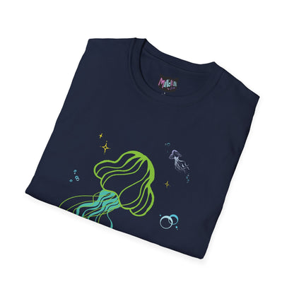 Jellyfish Graphic T-Shirt - Neon Ocean Minimalist Tee  Mindkin & Co. 
