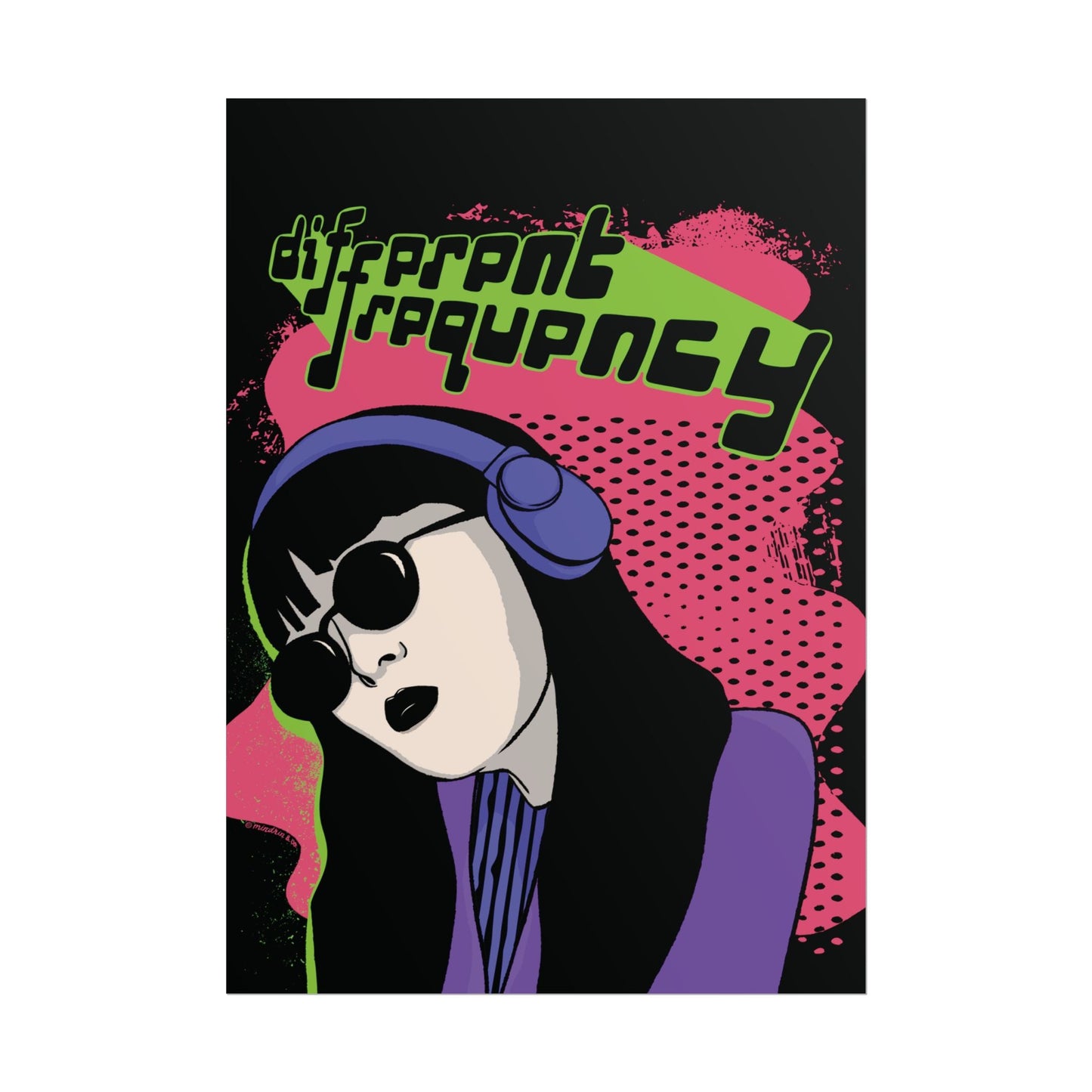 Different Frequency Cybergirl Art Print - Music Lover Gifts Retro-Style Poster Mindkin & Co