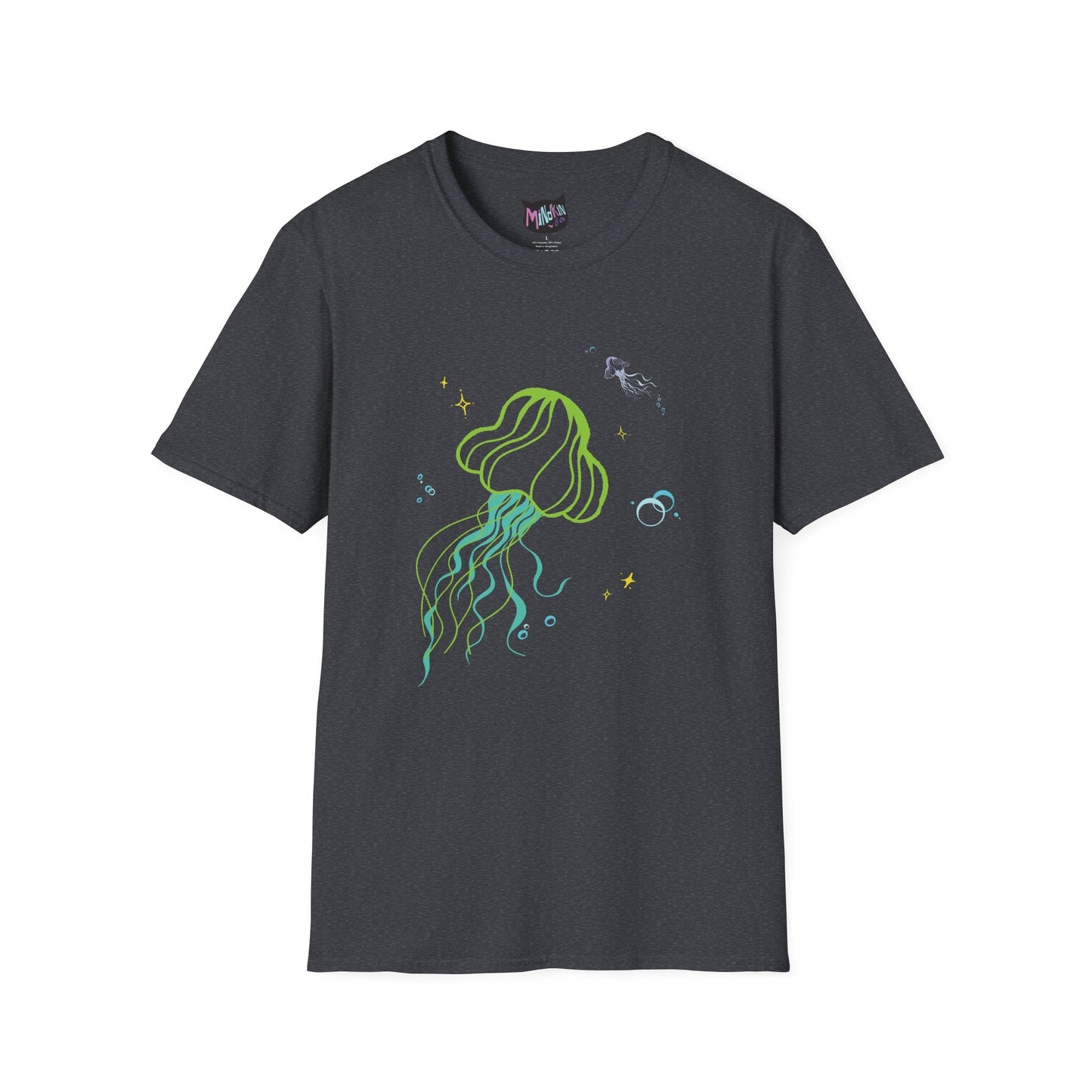 Jellyfish Graphic T-Shirt - Neon Ocean Minimalist Tee  Mindkin & Co. 