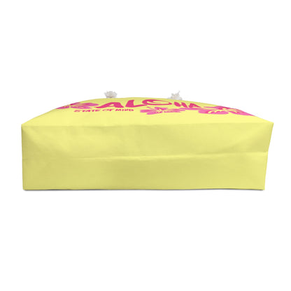 Aloha State of Mind Beach Bag - Tropical Hibiscus Hawaiian Vacation Weekender Tote Bag  Mindkin & Co. 