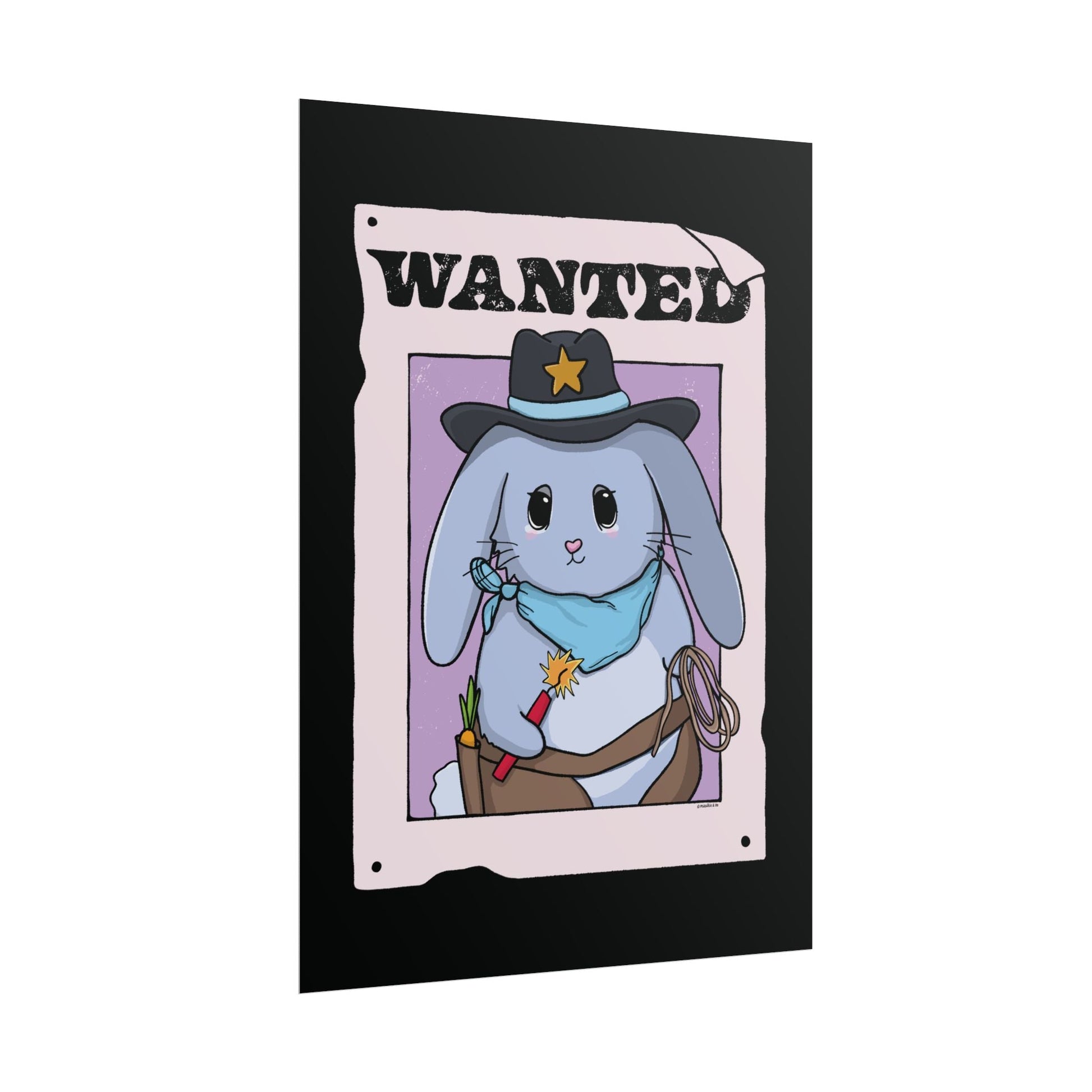 Wanted: Haretrigger Jane Bunny Art Print - Cute Whimsical Western Rabbit Wall Art  Mindkin & Co. 
