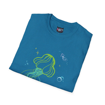 Jellyfish Graphic T-Shirt - Neon Ocean Minimalist Tee  Mindkin & Co. 