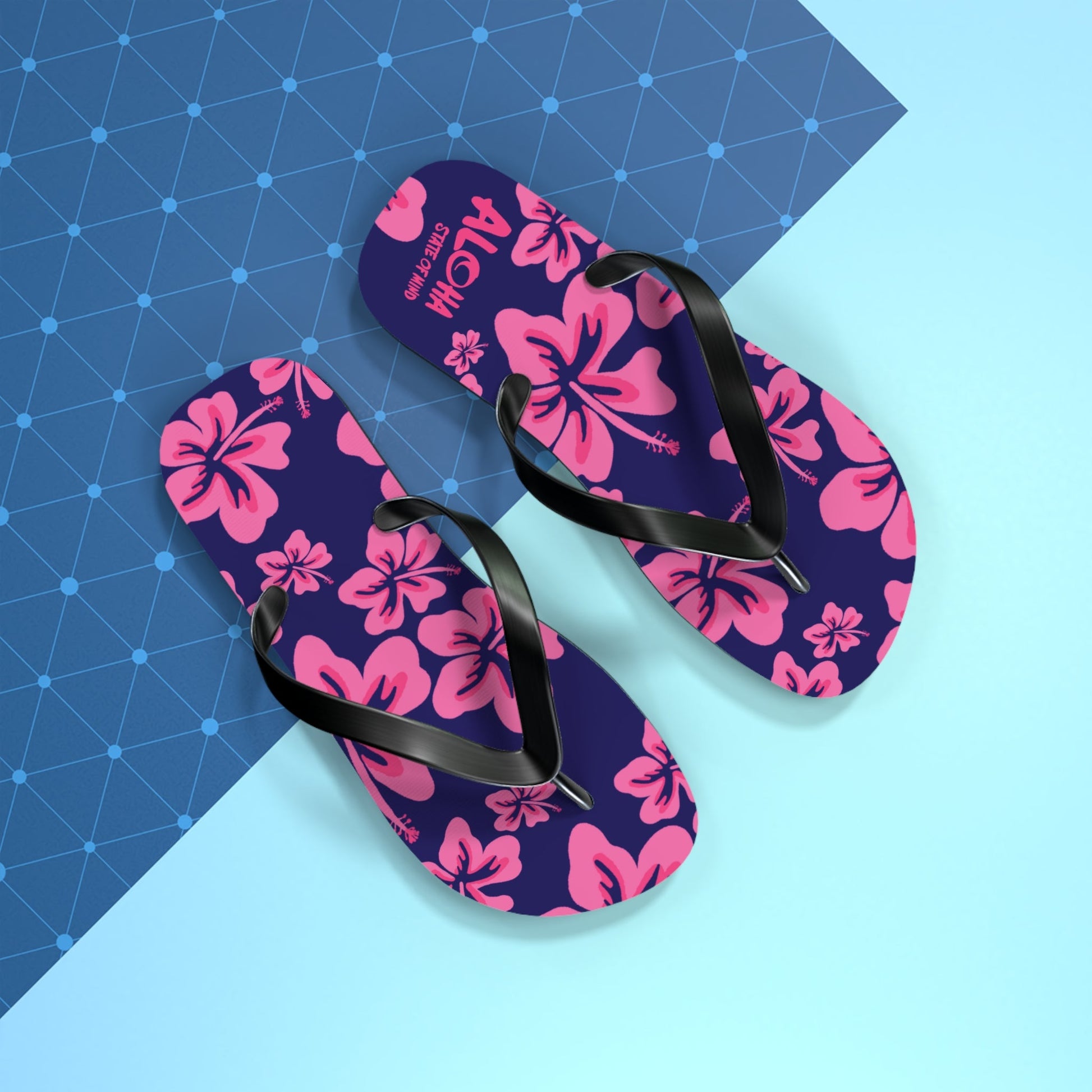 Hibiscus Aloha Flip Flops - Tropical Pink Floral Beach Sandals  Mindkin & Co. 
