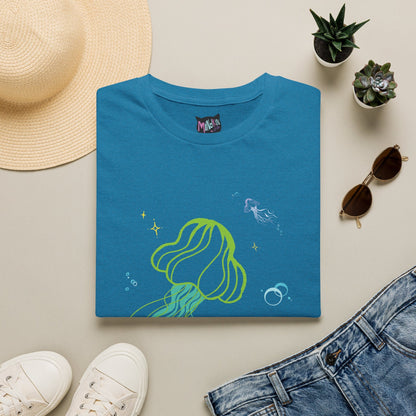 Jellyfish Graphic T-Shirt - Neon Ocean Minimalist Tee  Mindkin & Co. 