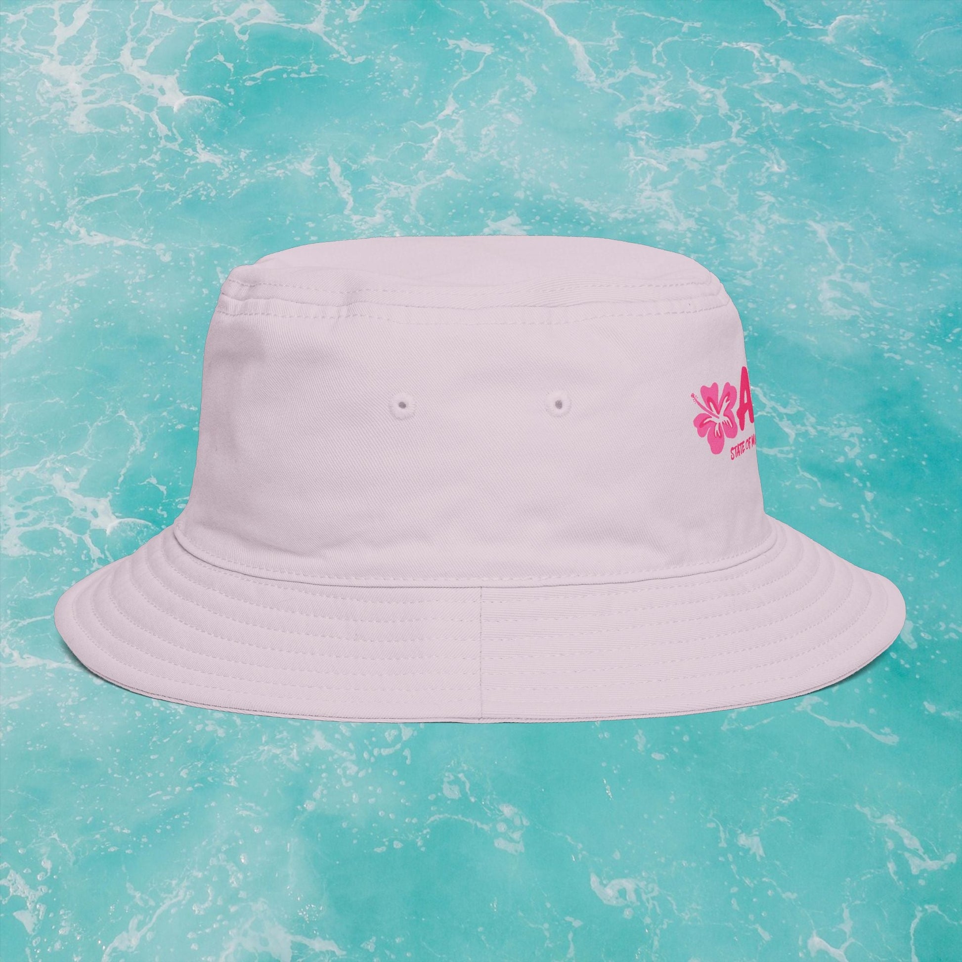 Aloha State of Mind Bucket Hat - Limited Release Design - Pink Hibiscus Tropical Vacation Summer Sun Hat  Mindkin & Co. 