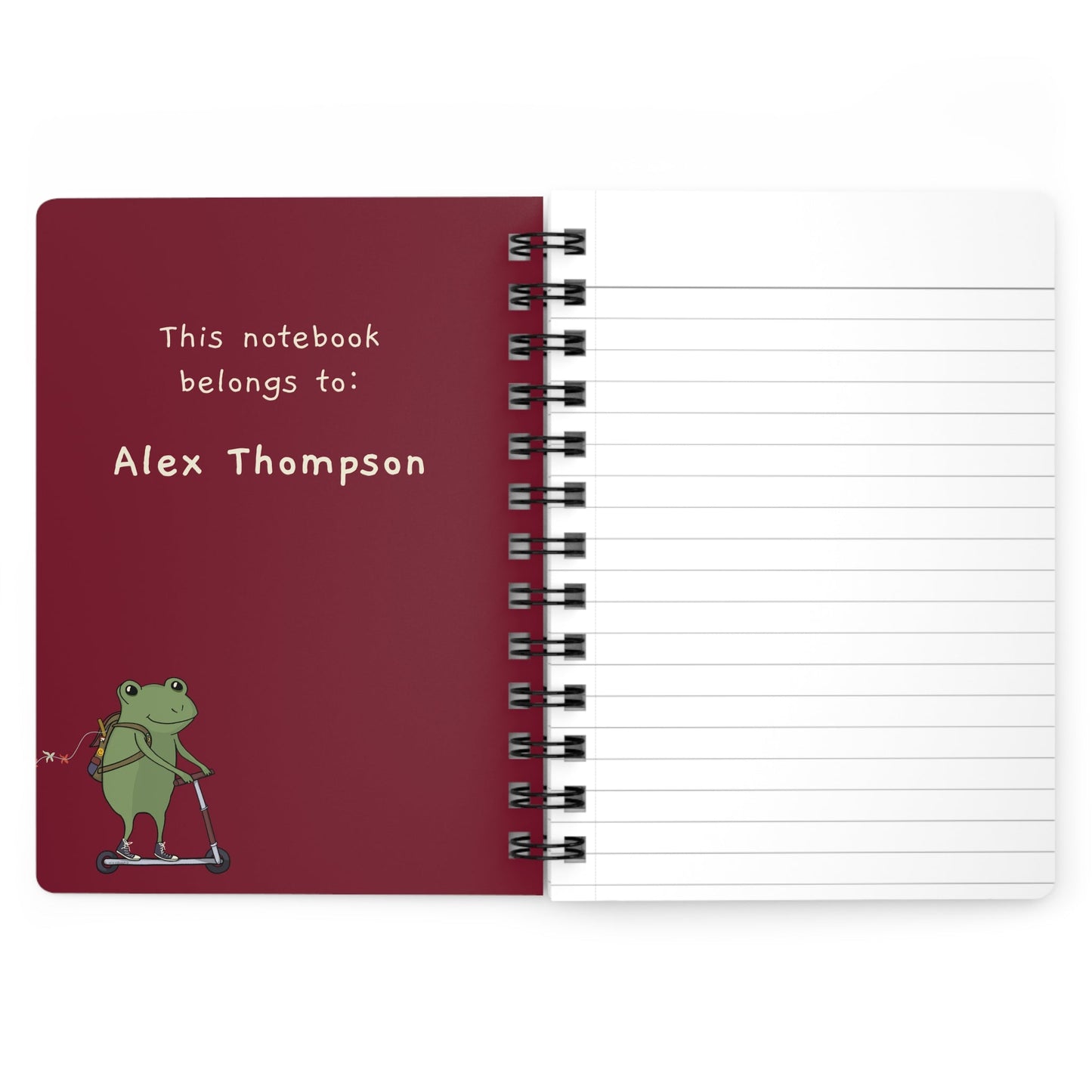 Personalized Spiral Notebook Hand-Drawn Frog for Kids and Teens  Mindkin & Co. 