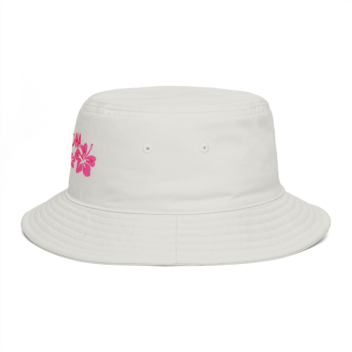 Aloha State of Mind Bucket Hat - Limited Release Design - Pink Hibiscus Tropical Vacation Summer Sun Hat  Mindkin & Co. 