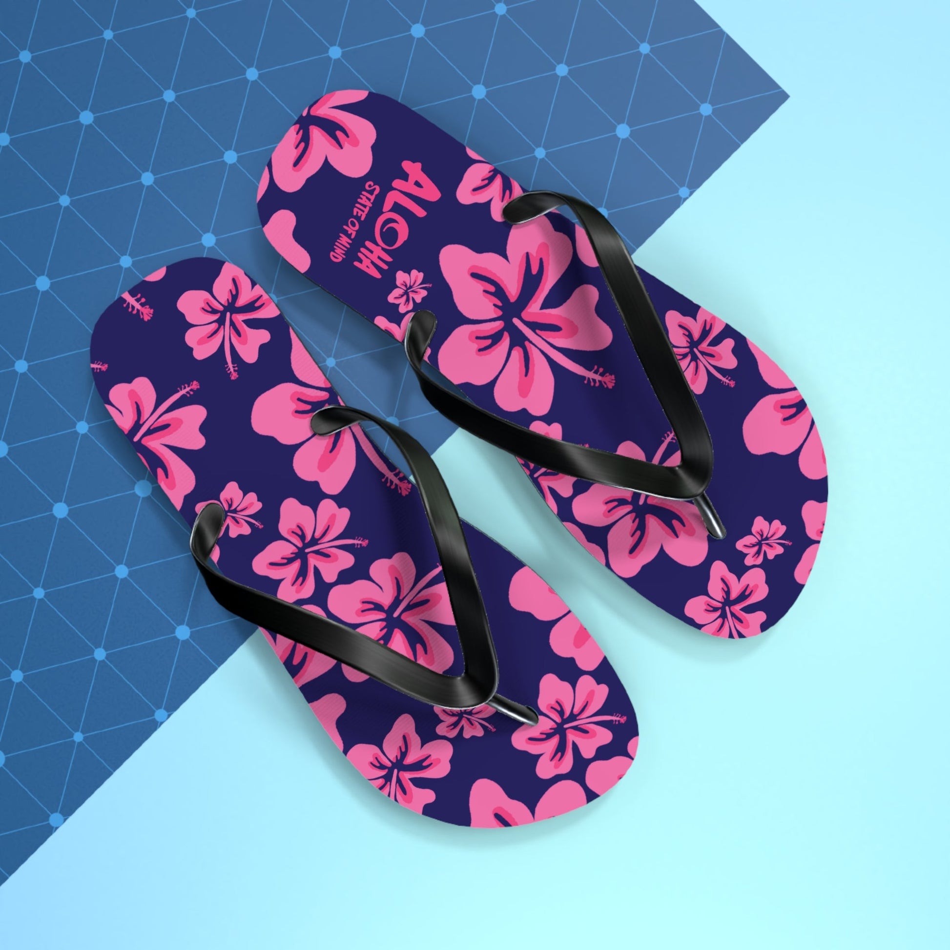Hibiscus Aloha Flip Flops - Tropical Pink Floral Beach Sandals  Mindkin & Co. 