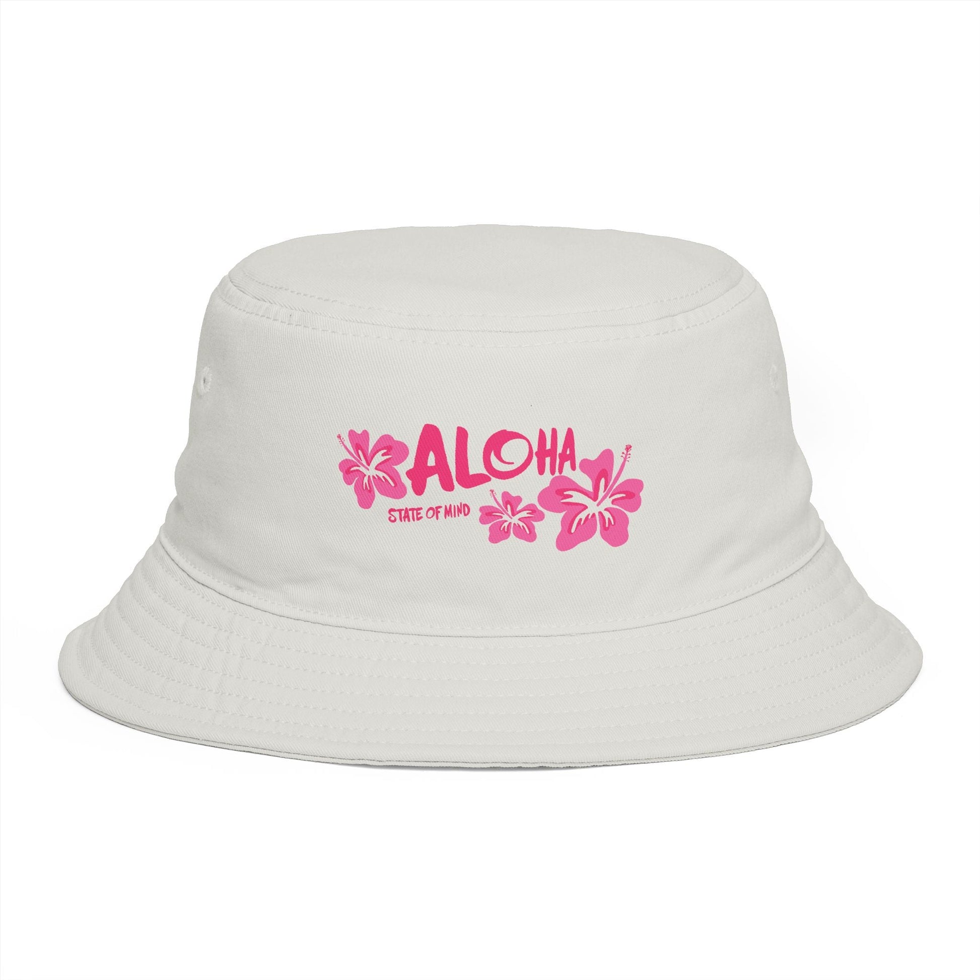 Aloha State of Mind Bucket Hat - Limited Release Design - Pink Hibiscus Tropical Vacation Summer Sun Hat  Mindkin & Co. 