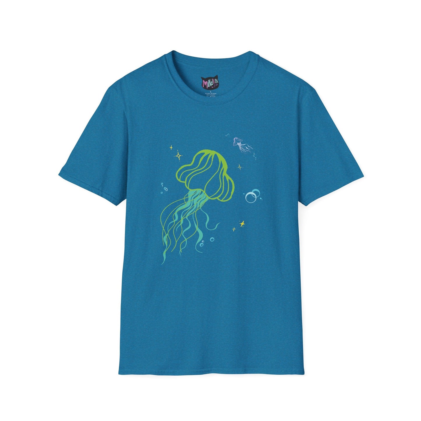 Jellyfish Graphic T-Shirt - Neon Ocean Minimalist Tee  Mindkin & Co. 