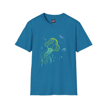 Jellyfish Graphic T-Shirt - Neon Ocean Minimalist Tee  Mindkin & Co. 