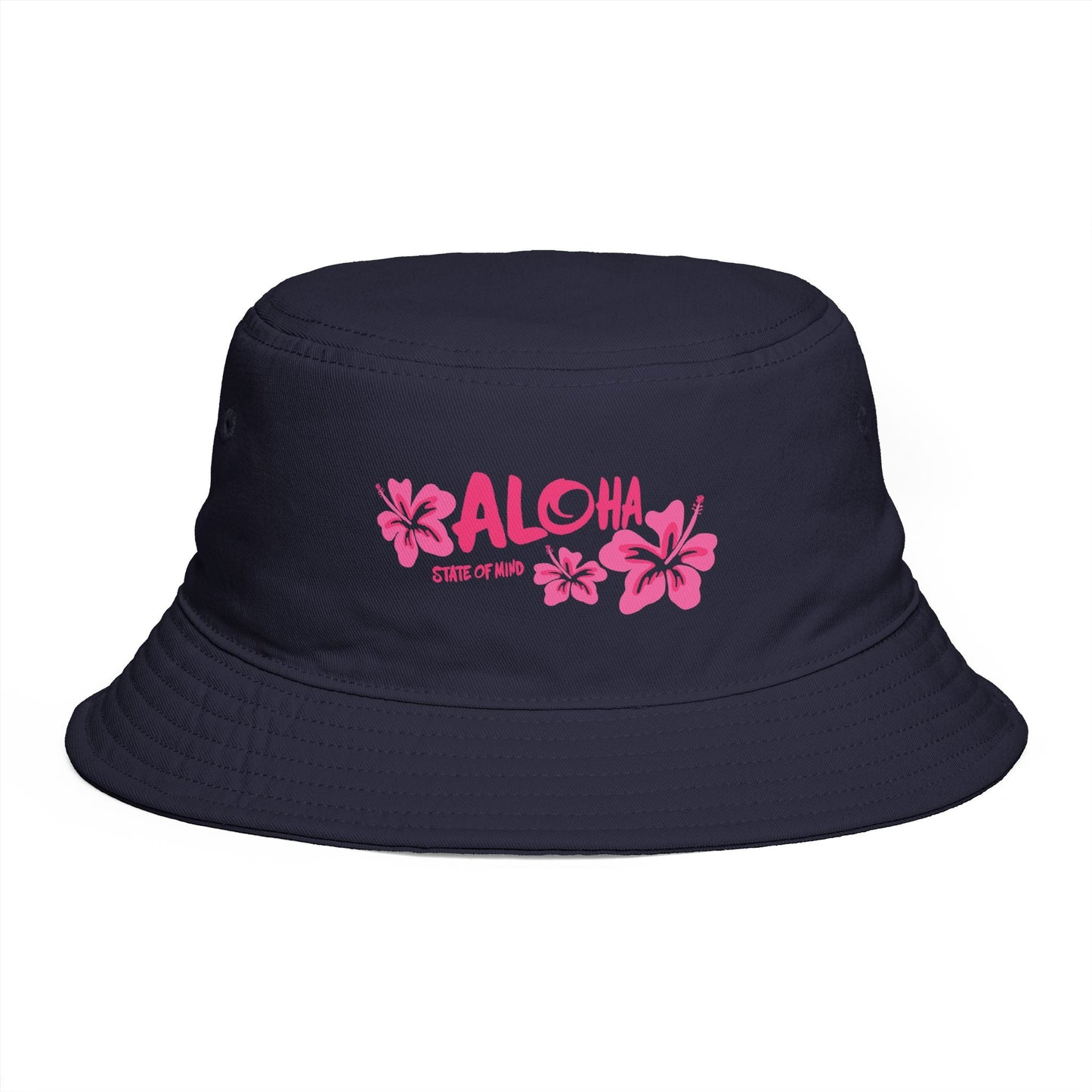 Aloha State of Mind Bucket Hat - Limited Release Design - Pink Hibiscus Tropical Vacation Summer Sun Hat  Mindkin & Co. 