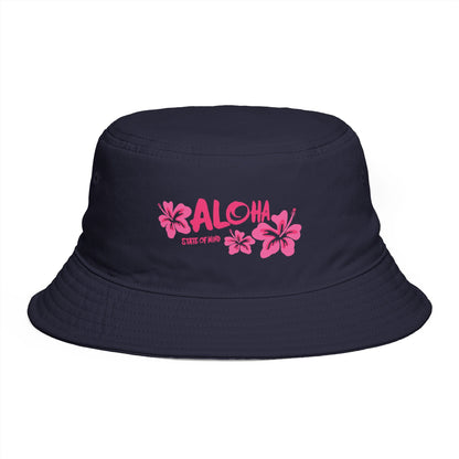 Aloha State of Mind Bucket Hat - Limited Release Design - Pink Hibiscus Tropical Vacation Summer Sun Hat  Mindkin & Co. 