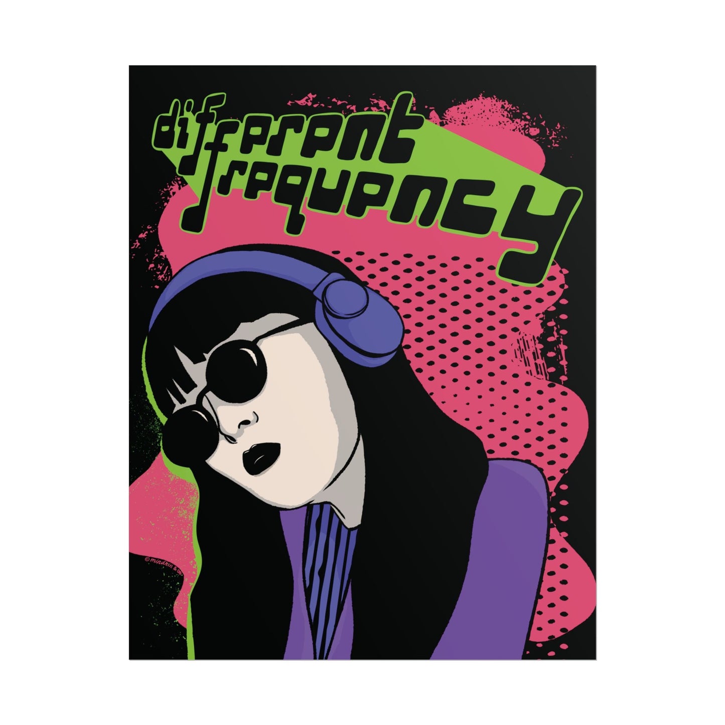 Different Frequency Cybergirl Art Print - Music Lover Gifts Retro-Style Poster Mindkin & Co