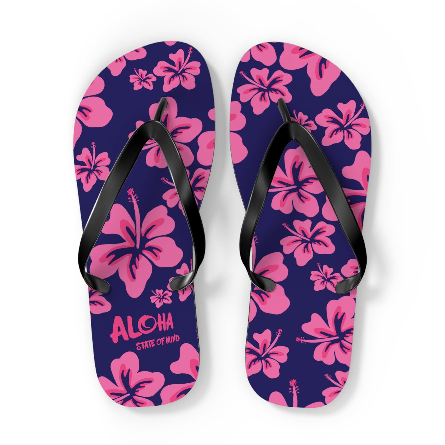 Hibiscus Aloha Flip Flops - Tropical Pink Floral Beach Sandals  Mindkin & Co. 