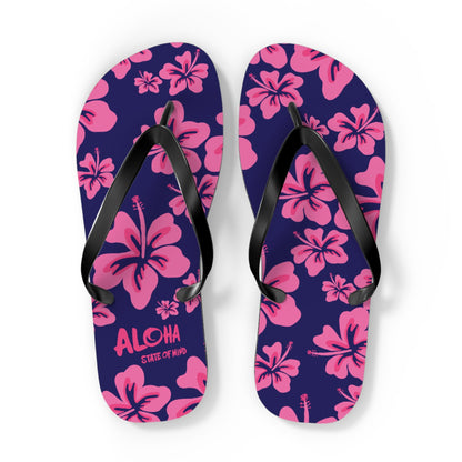 Hibiscus Aloha Flip Flops - Tropical Pink Floral Beach Sandals  Mindkin & Co. 