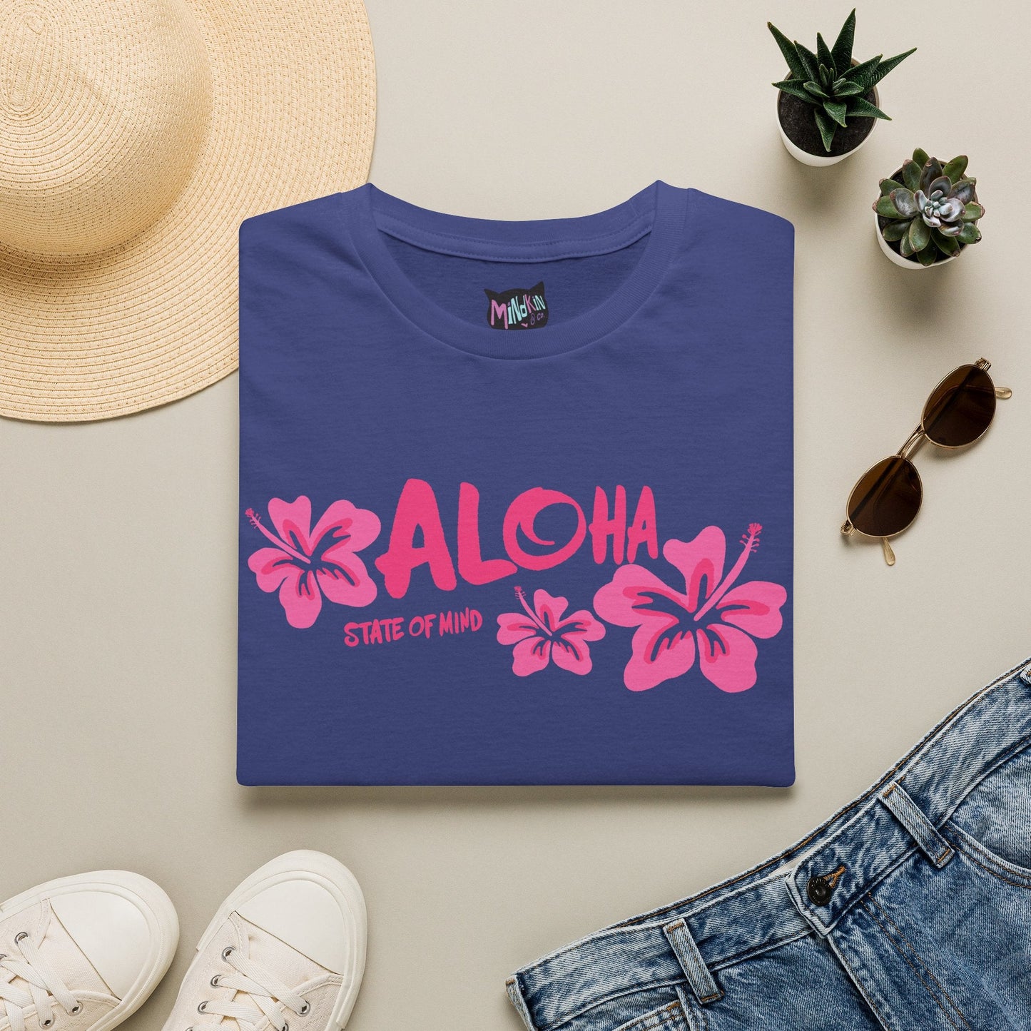 Aloha State of Mind T-Shirt — Tropical Hibiscus Graphic Tee  Mindkin & Co. 