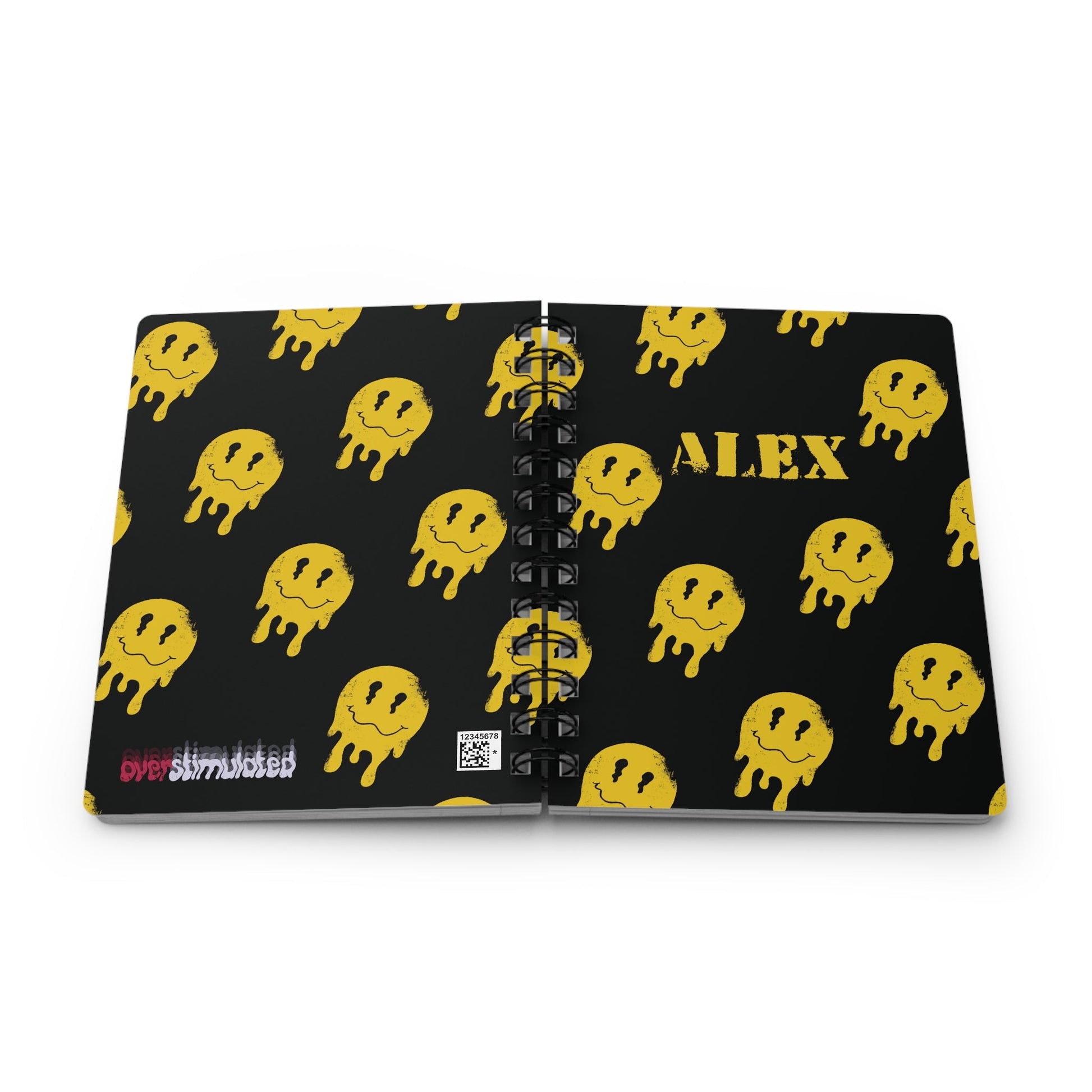 Personalized Smiley Face Spiral Notebook - Graffiti Smiley Edgy Aesthetic Customizable Journal  Mindkin & Co. 